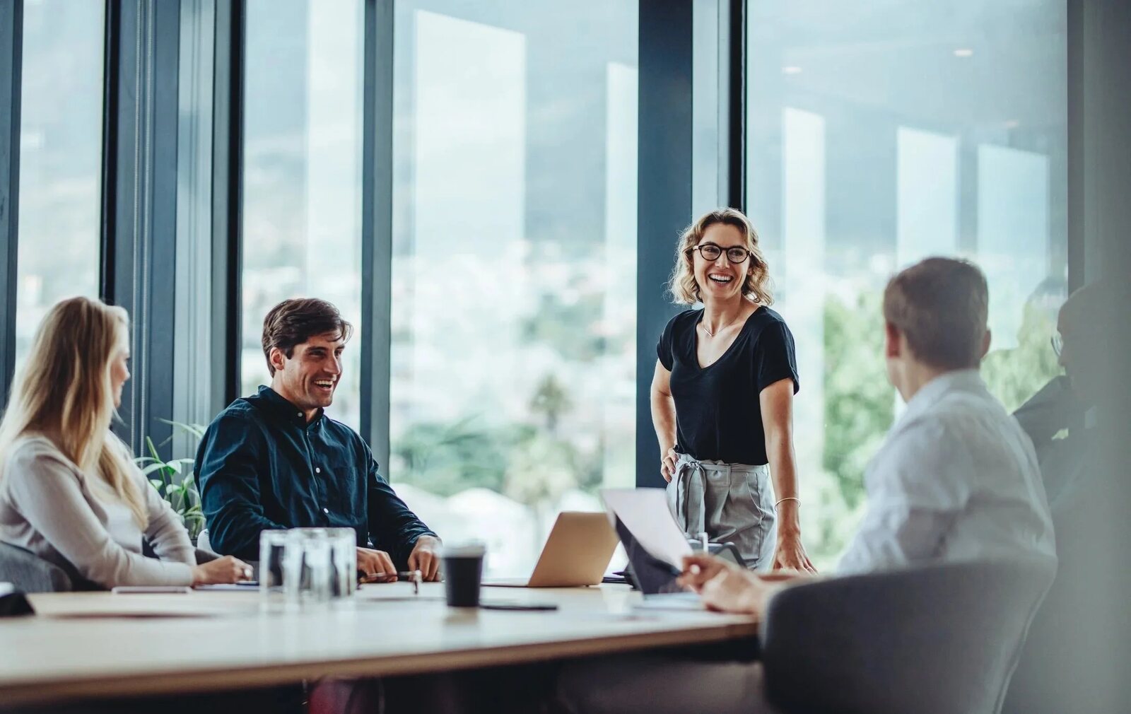 A leadership team meeting in a boardroom