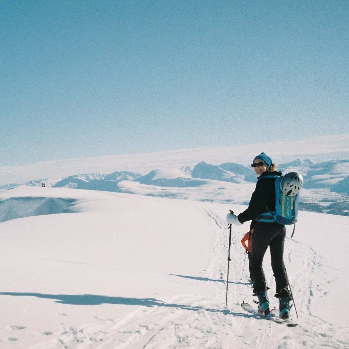 Eden ski touring on a snowfield