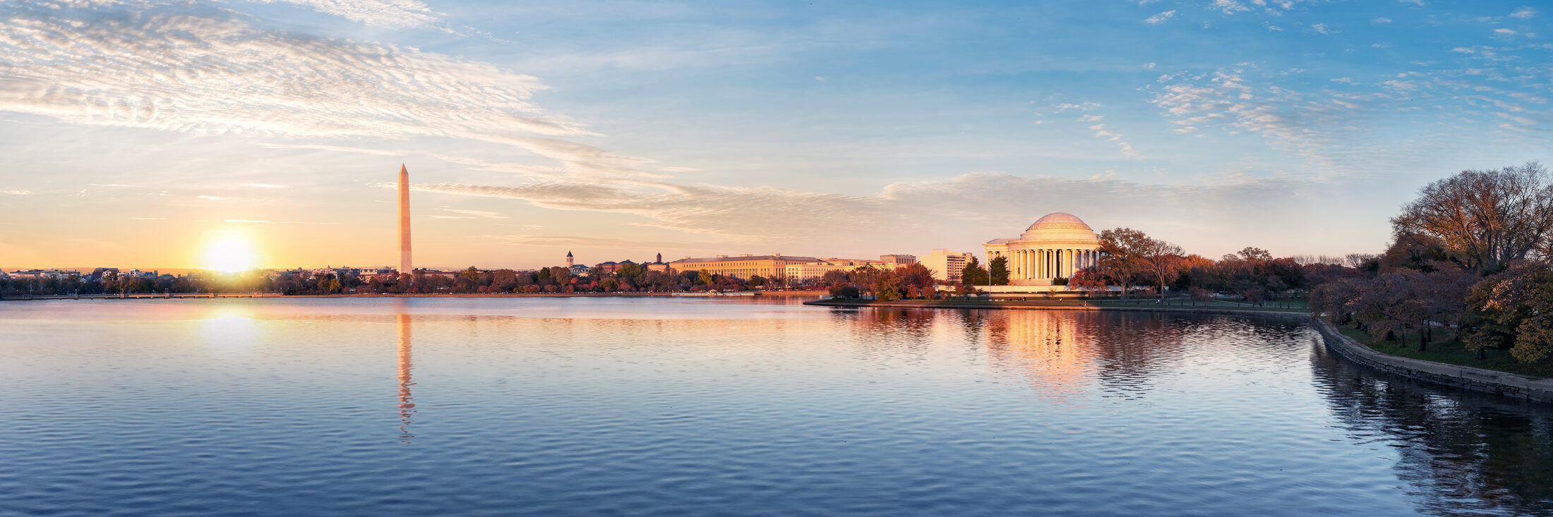 The Tidal Basin at sunrise in Washington, DC